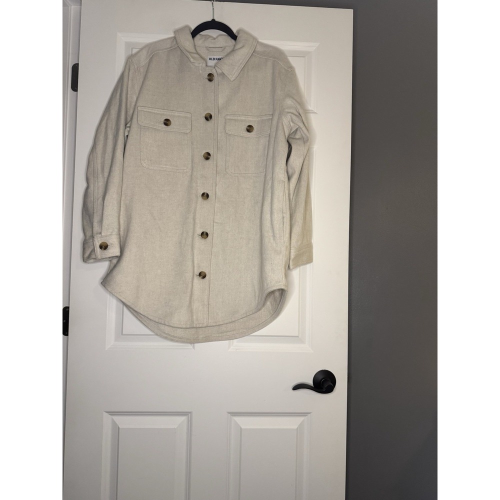 Old Navy Soft Brushed Utility Jacket Shacket Large Cream